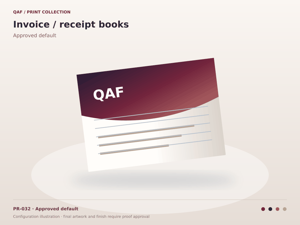 Invoice / receipt books preview